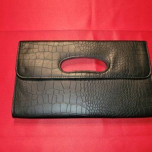 Black Crocodile Print Clutch